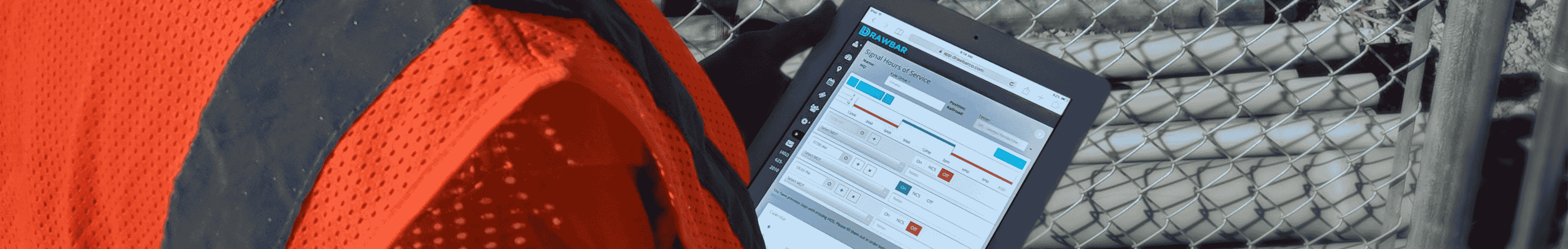 Drawbar user in the field on tablet. Drawbar - Railroad Signal Management Software
